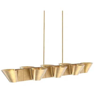 Hudson Valley Reeve 52"w Vintage Gold Leaf Island Pendant
