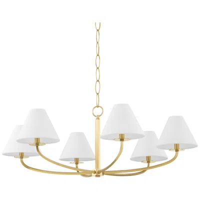 Hudson Valley Stacey 40 1/4" Aged Brass Linen Shade 6-light Chandelier