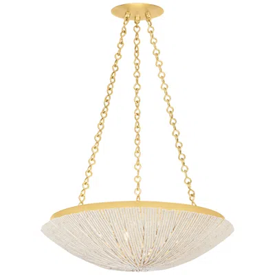 Hudson Valley Summerside Pendant 24.75 Inch In Vintage Gold Leaf