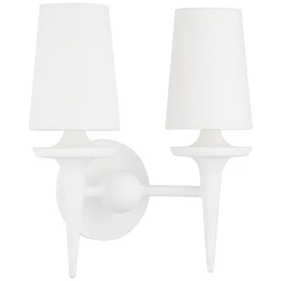 Hudson Valley Torch 15 1/2" High White Plaster 2-light Wall Sconce