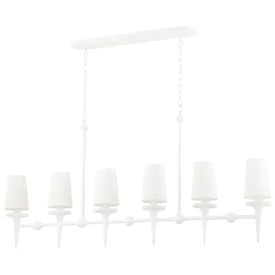 Hudson Valley Torch - 6 Light Island Light - White Plaster Frame - White Shade