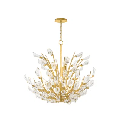 Hudson Valley Tulip 27 3/4" Wide 9-light Gold Leaf Crystal Chandelier