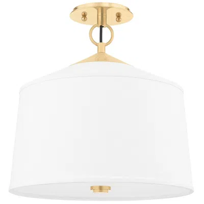 Hudson Valley White Plains 1 Light Semi Flush Mount - Aged Brass