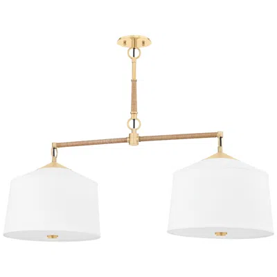 Hudson Valley White Plains 40" 2-light Rattan Brass Island Chandelier