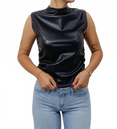 Hudson Vegan Leather Top In Black