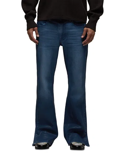Hudson Walker Flare Cotton Blend 33 Jeans In Coated Navy In Blue