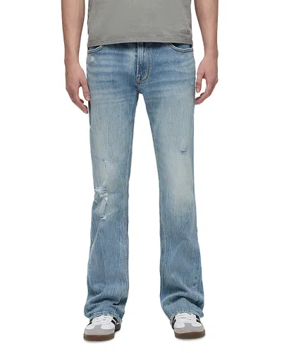 HUDSON WALKER KICK FLARE DISTRESSED JEANS IN RESORT BLUE