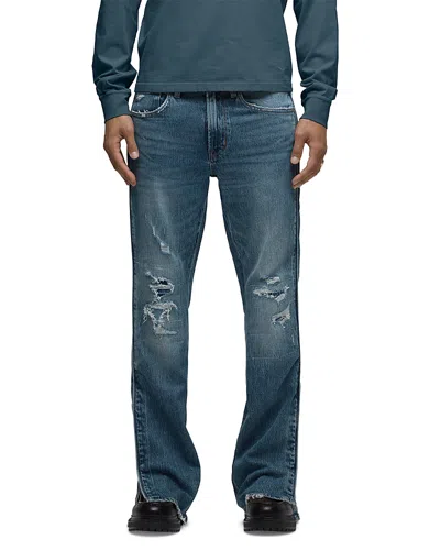 Hudson Jeans Walker Track Distressed Flared Jeans In Blue