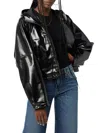 Hudson Waltz Liquid Leather Cropped Fit Jacket In Black