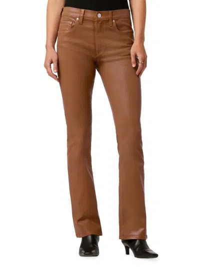 Hudson Women's Barbara Faux Leather Baby Bootcut Pants In Coated Caramel