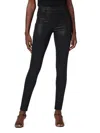 Hudson Women's Barbara High-rise Coated Super Stretch Jeans In Noir Coated