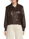 Hudson Women's Cropped Faux- Leather Aviator Jacket In Brown