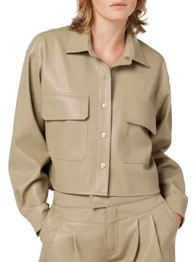 Hudson Women's Cropped Faux Leather Shirt In Chinchilla