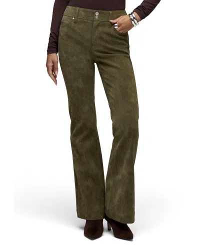 Hudson Women's Dani Mid-rise Faux Suede Flare Pants In Army Green