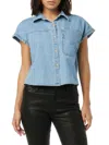 Hudson Women's Denim Cropped Shirt In First Class Blue