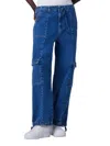 Hudson Drawstring Cargo High-rise Parachute Jeans In Navy