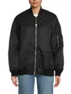 Hudson Women's Drop Shoulder Bomber Jacket In Black