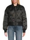 Hudson Women's Embossed Quilted Bomber Jacket In Black