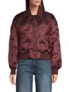 Hudson Women's Embossed Quilted Bomber Jacket In Burgundy