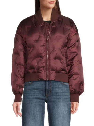 Hudson Women's Embossed Quilted Bomber Jacket In Burgundy