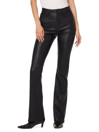 Hudson Jeans Faye Black Leather Ultra High-rise Bootcut Jean
