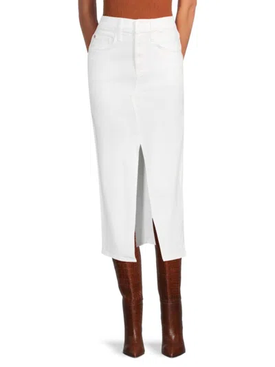 Hudson Babies' Women's High-rise Reconstructed Denim Midi-skirt In White