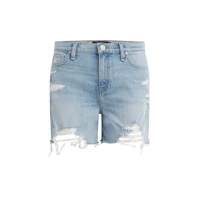 Hudson Women's  Devon Cut-off Shorts Blue Denim Destructed Streetwear Jzz354