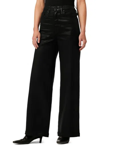 Hudson Women's James High Rise Coated Wide Leg Jeans In Coated Black