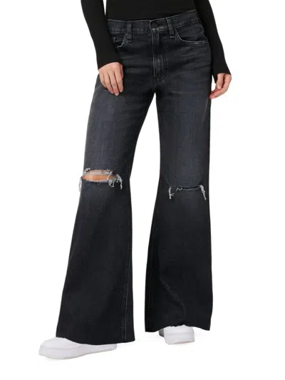 Hudson Babies' Women's Jodie High-rise Distressed Wide-leg Jeans In Faded Noir
