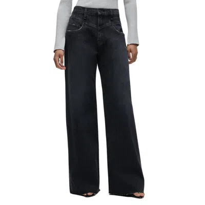 Hudson Women's Jodie Seamed Front Yoke Wide Leg Jean In Milano Noir In Black