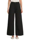 Hudson Women's Jolene Embellished Wide-leg Jeans In Black