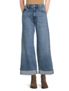 Hudson Women's Jolene Wide-leg Cuffed Jeans In Blue