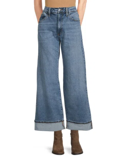 Hudson Women's Jolene Wide-leg Cuffed Jeans In Blue