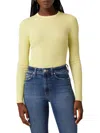 Hudson Back Keyhole Cutout Organic Cotton Blend Rib Sweater In Lemon Grass