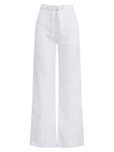 Hudson Women's Linen-blend Wide-leg Pants In White