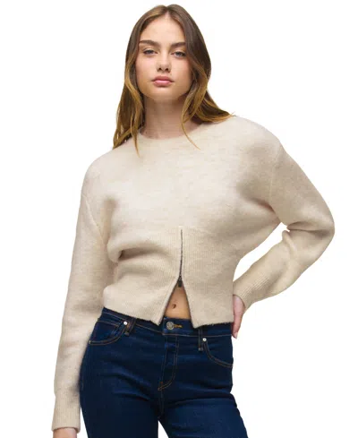 Hudson Jeans Lizbeth Front Zip Wool-blend Sweater In Burgundy