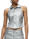 Hudson Jeans Metallic Halter Vest In Gray