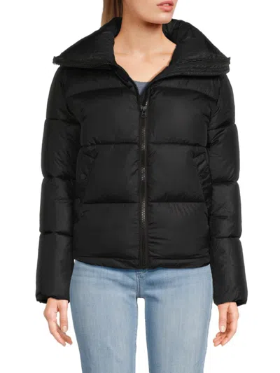 Hudson Women's Mock Collar Puffer Jacket In Black