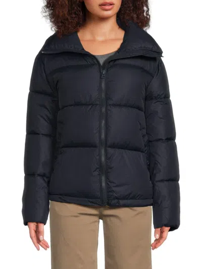 Hudson Women's Mock Collar Puffer Jacket In Navy