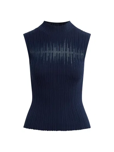 Hudson Jeans Mock Neck Sweater Tank In Blue