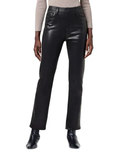 Hudson Babies' Women's Nico Mid Rise Straight Ankle Jeans In Coated Black