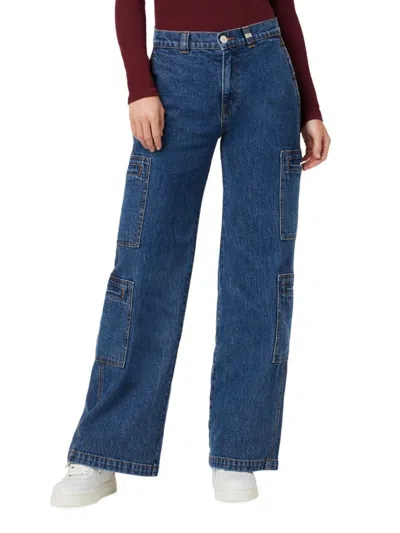 Hudson Women's Petite Mid Rise Wide Leg Jeans In Wonderland
