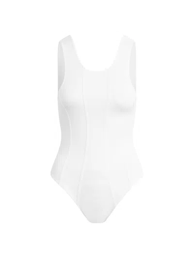 Hudson Women's Seamed Scoopneck Bodysuit In White