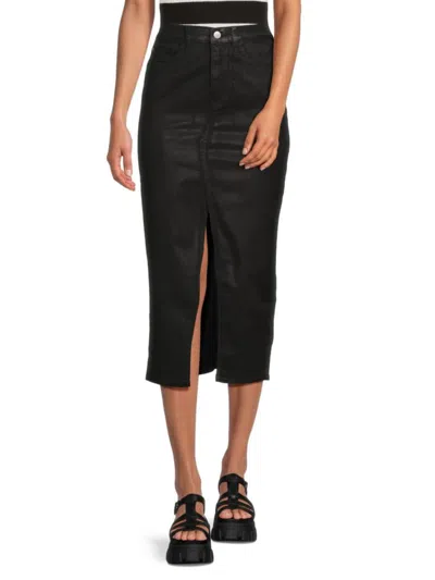 Hudson Babies' Women's Slit Denim Knee Length Skirt In Black