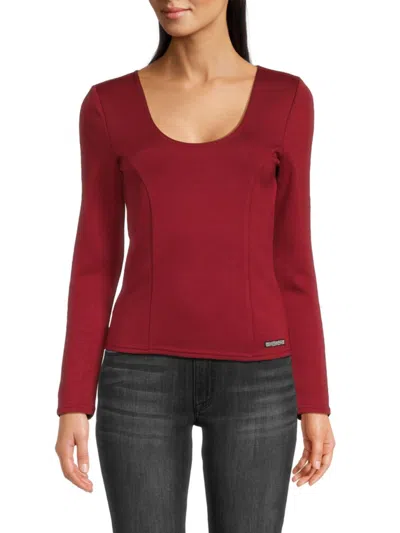Hudson Women's Solid Scoopneck Top In Red Dahlia