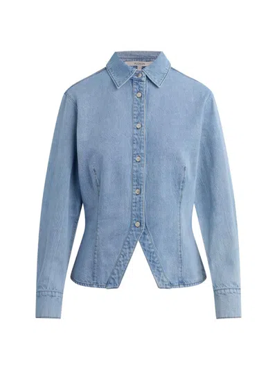 Hudson Women's Split Hem Button-front Denim Shirt In Blue