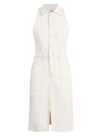 Hudson Women's Utility Sleeveless Denim Midi-dress In Whisper White