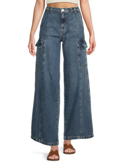 Hudson Women's Wide Leg Cargo Jeans In Deep Blue