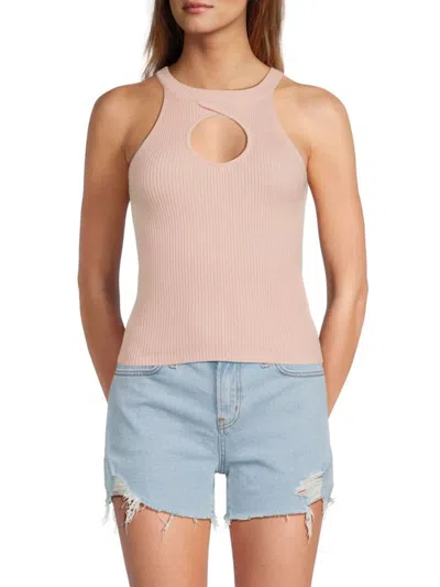 Hudson Women's Wool Cutout Knit Top In Cameo Rose