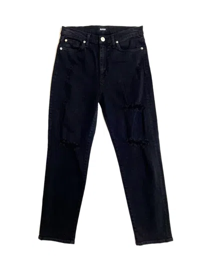 Hudson Women's Zoeey Distressed High Rise Straight Crop Jeans In Black